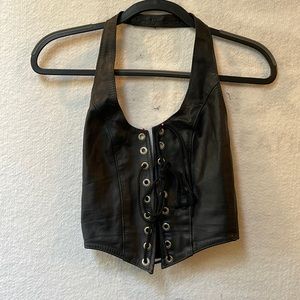Stormy Leather leather halter bodice, size S black.